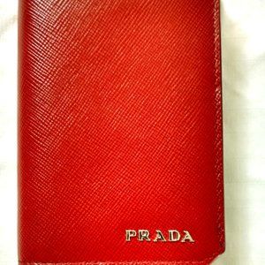 Prada Saffiano red leather card holder - NEW
